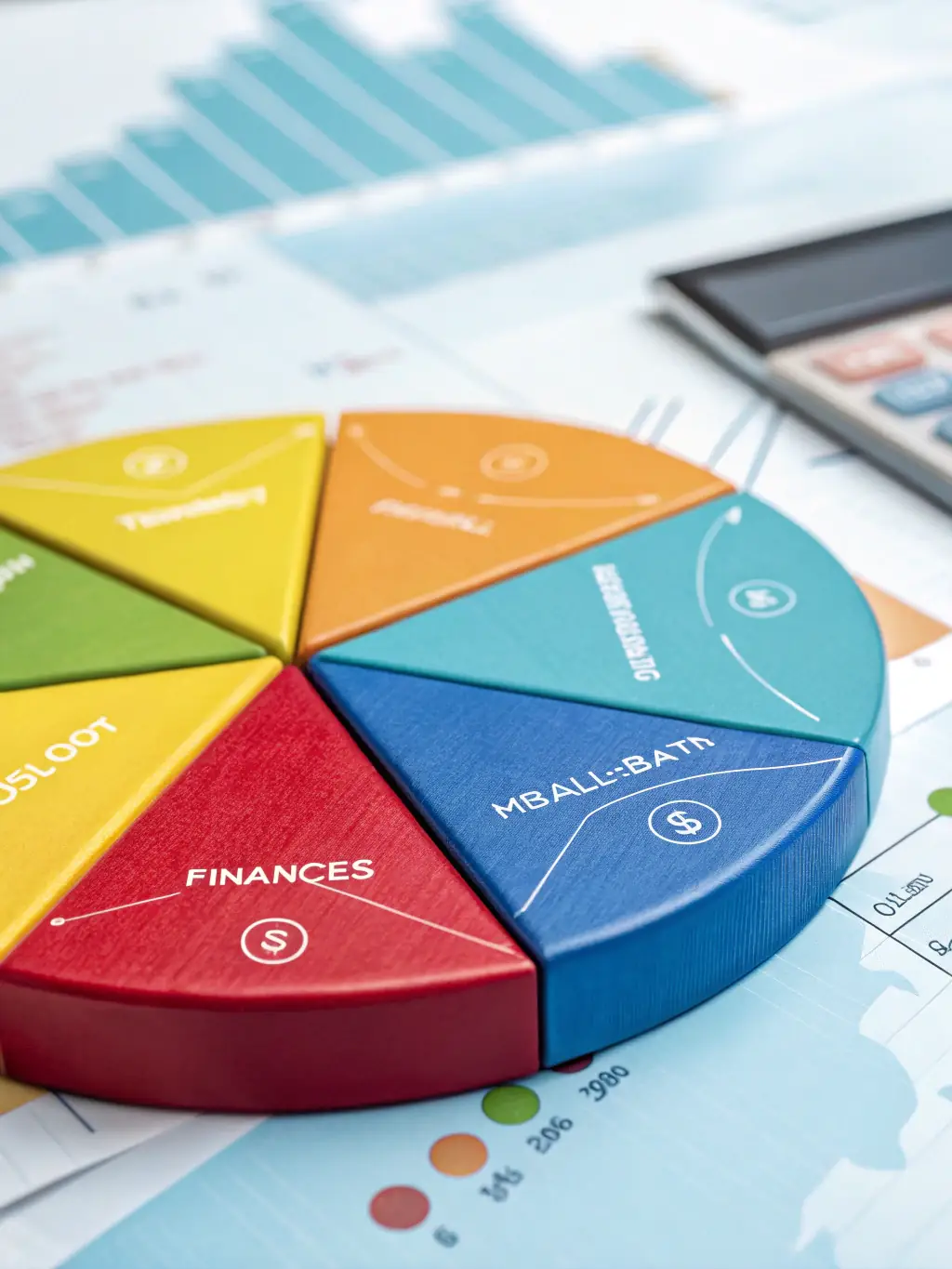 A colorful pie chart illustrating the diversification of a mutual fund, with different segments representing various asset classes.